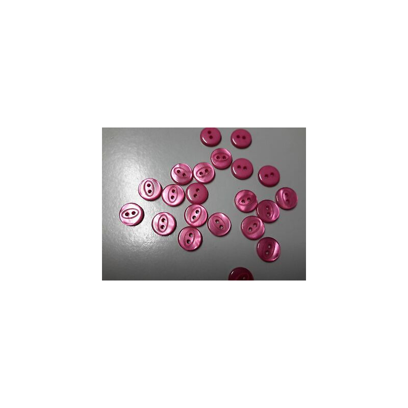 N.10 Bottoni rotondi in plastica colore fuxia 2 fori mm 11 circa