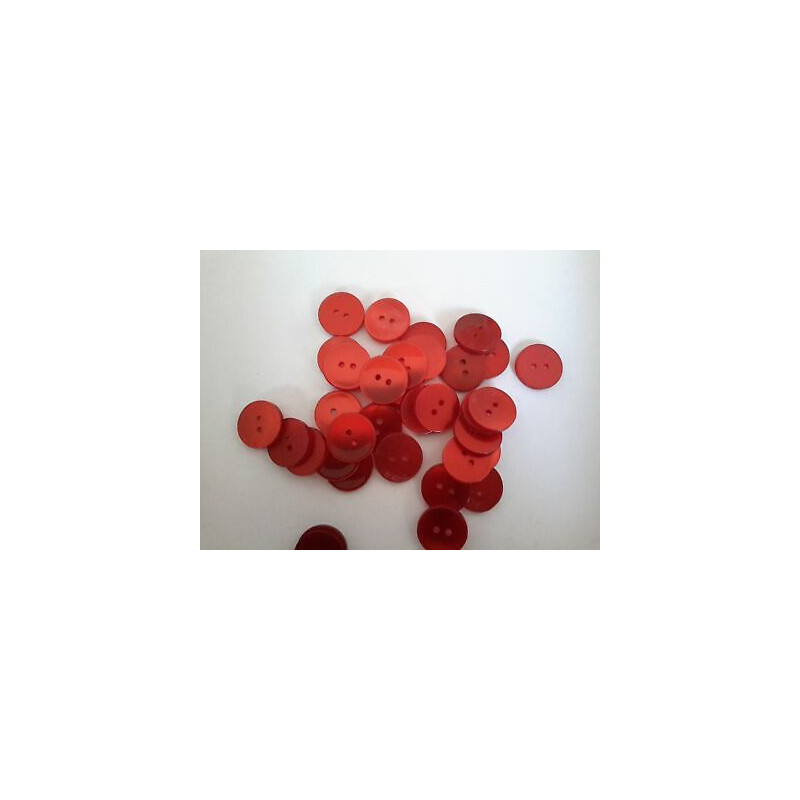 n 60 Bottoni rotondi in plastica rosso trasparente cm 1,6 a 2 fori