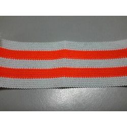 Metri 5 di Passamaneria in TESSUTO a righe bianco e arancio fluo alta cm 3