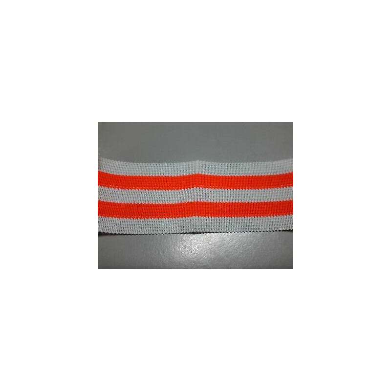Metri 5 di Passamaneria in TESSUTO a righe bianco e arancio fluo alta cm 3