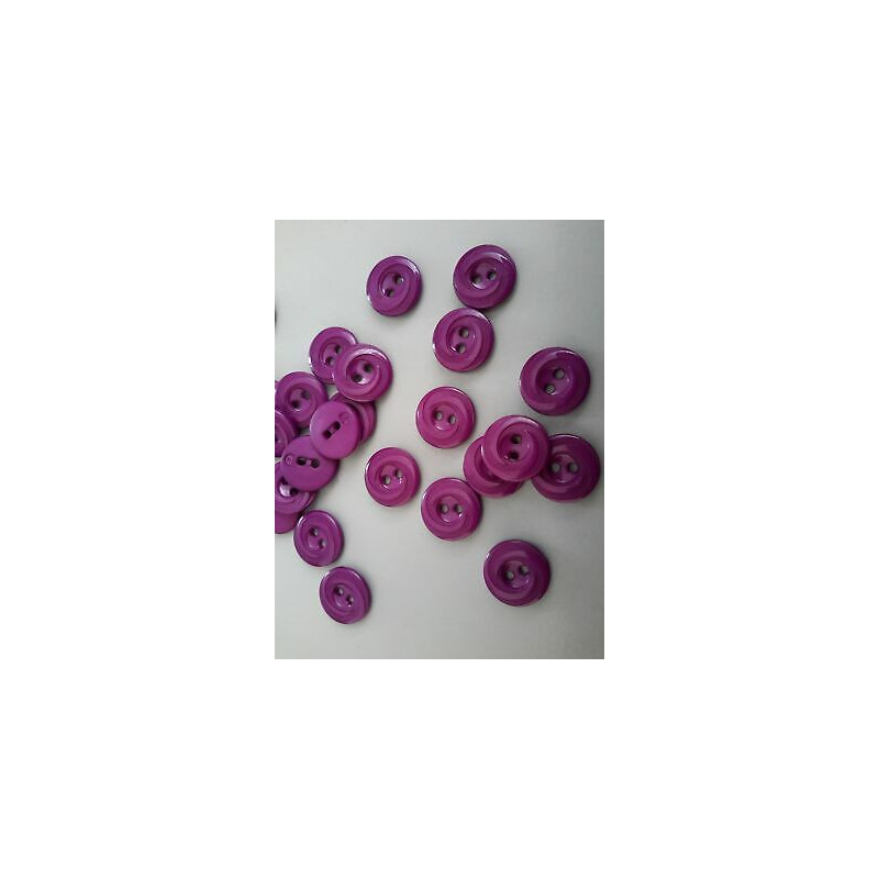 n 10 Bottoni rotondi in plastica colore viola cm 1,4 a 2 fori
