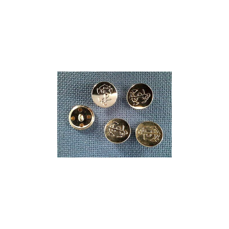 N. 5 Bottoni bellissimi rotondi in metallo leggero colore oro con un ancor