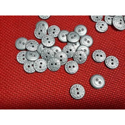 N. 10 Bottoni rotondi in metallo colore argento con fiori 2 fori mm 15 cir