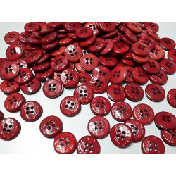 N. 60 Bottoni rotondi in plastica colore rosso 4 fori mm 14 circa