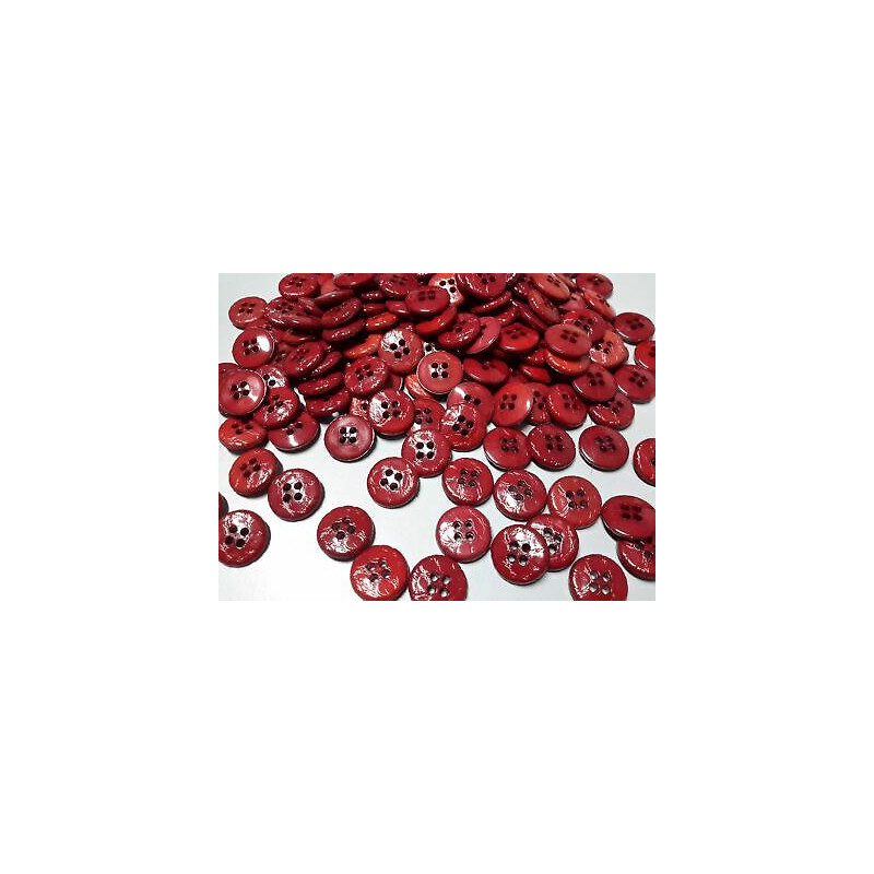 N. 60 Bottoni rotondi in plastica colore rosso 4 fori mm 14 circa
