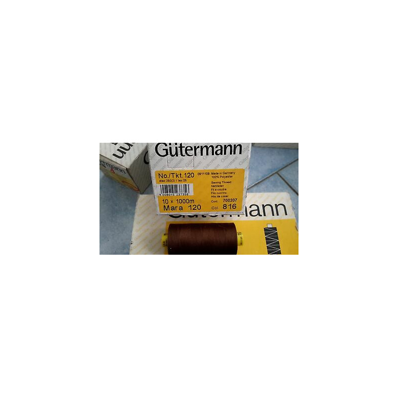 Scatola da 10 Spolette filato Gutermann Tilolo No 120 Mara colore marrone