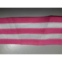Metri 5 di Passamaneria in TESSUTO a righe bianco e fuxia alta cm 3,3