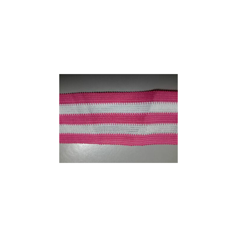 Metri 5 di Passamaneria in TESSUTO a righe bianco e fuxia alta cm 3,3