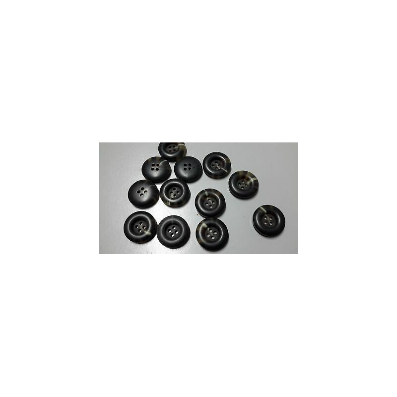 N. 10 Bottoni rotondi in plastica colore marrone sfumato 4 fori mm 24 circ