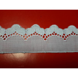 Metri 1 Passamaneria pizzo sangallo merletto bianco alta cm 4 circa