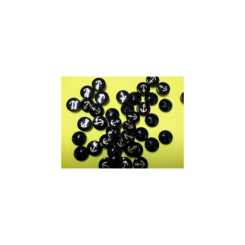 n 60 Bottoni bottoncini rotondi plastica nero mm 14 foro dietro 