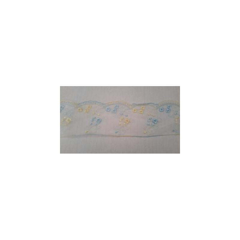 Metri 1 di Passamaneria in pizzo merletto colore giallo e azzurro alta cm 