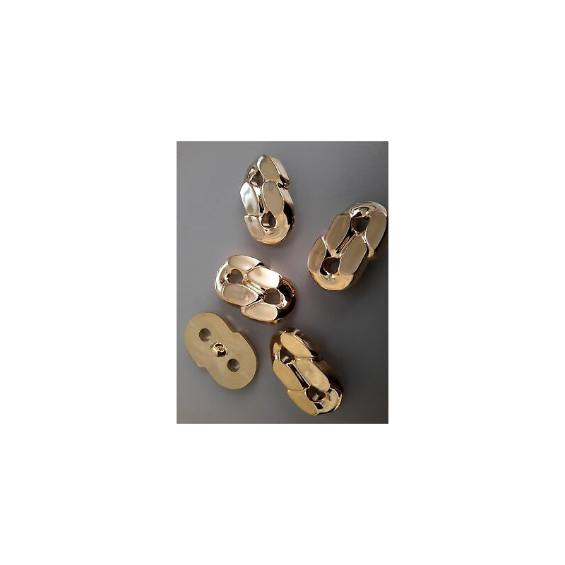 n 5 Bottoni a otto in plastica colore oro cm 2,2x3,8 foro dietro