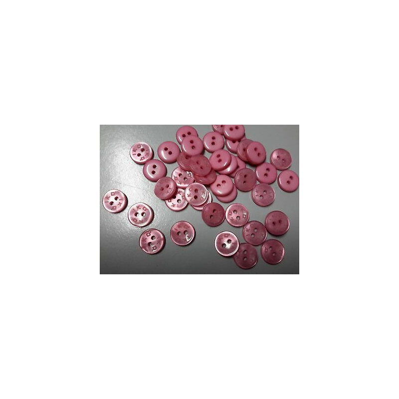 N.60 Bottoni rotondi in plastica colore rosa 2 fori mm 11 circa