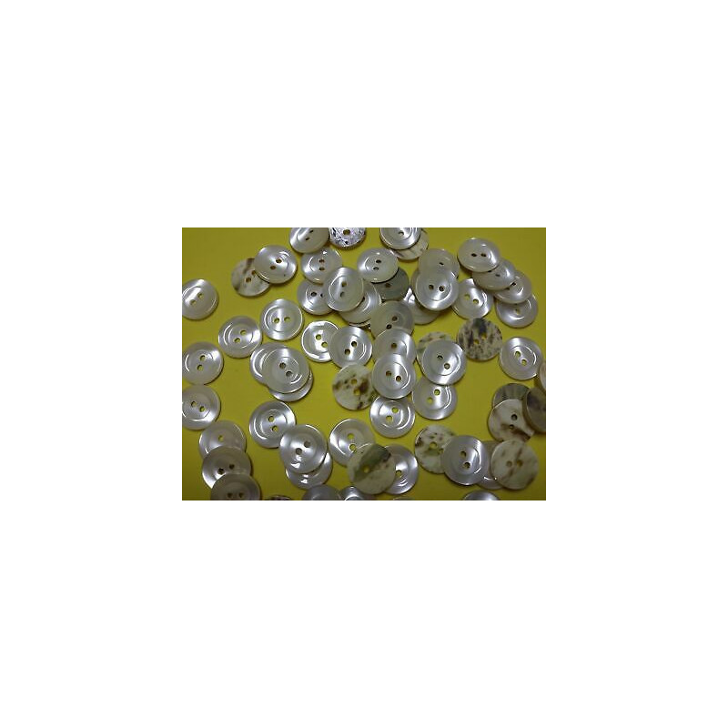 n 10 Bottoni rotondi plastica panna cm 1,7 2 fori effetto madre perla