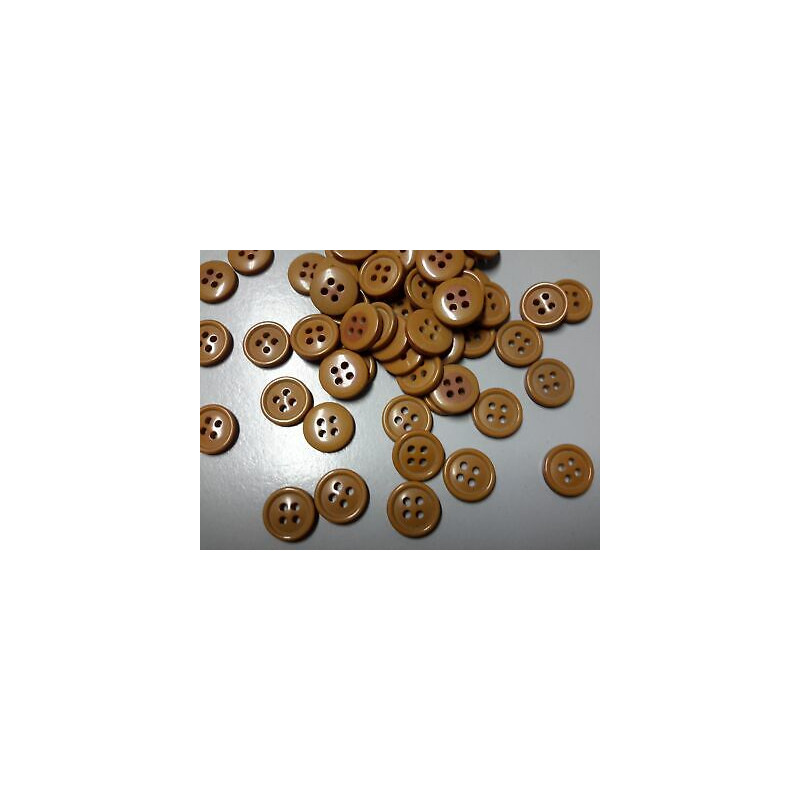 N. 60 Bottoni rotondi in plastica colore marroncino 4 fori mm 12 circa