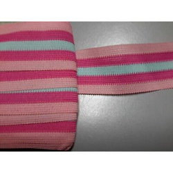 Metri 5 di Passamaneria in TESSUTO a righe rosa fuxia e azzurro alta cm 3,