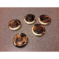 N. 7 Bottoni rotondi bellissimi colore marrone e oro 4 fori mm 35 circa