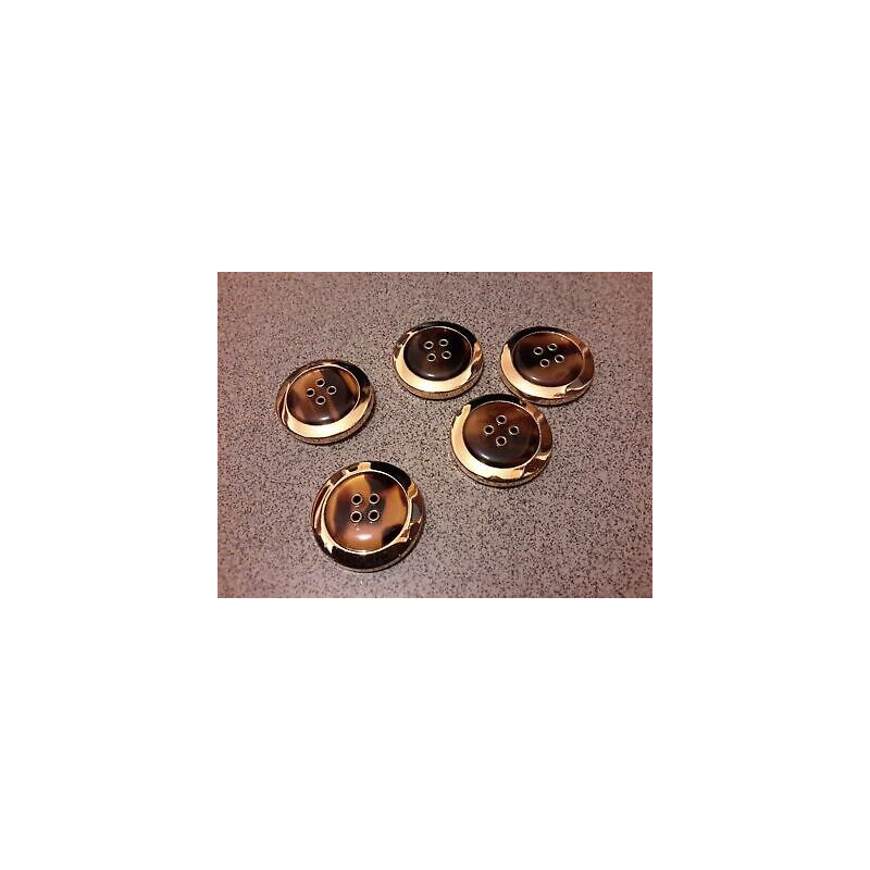N. 7 Bottoni rotondi bellissimi colore marrone e oro 4 fori mm 35 circa