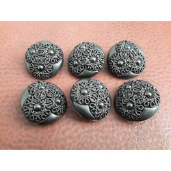 n 10 Bottoni rotondi in plastica colore nerocon fiori foro dietro mm 27 ci