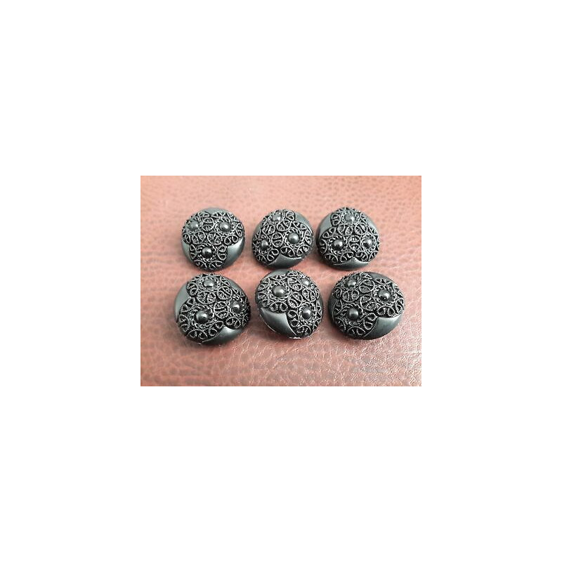n 10 Bottoni rotondi in plastica colore nerocon fiori foro dietro mm 27 ci