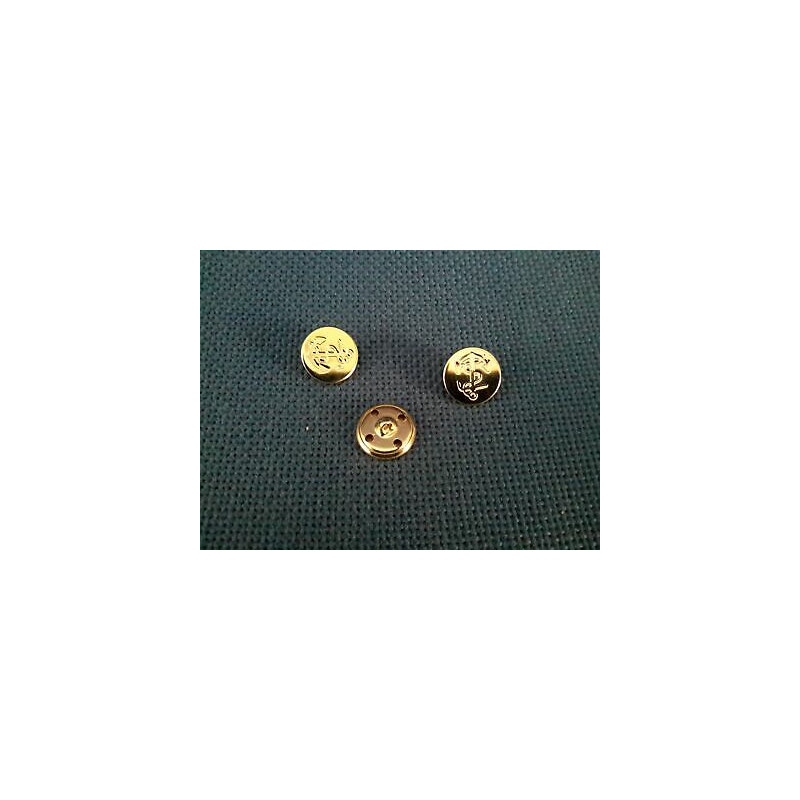 N. 3 Bottoni bellissimi rotondi in metallo leggero colore oro con un ancor