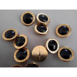 n 9 Bottoni rotondi in metallo colore oro e nero cm 2 foro dietro