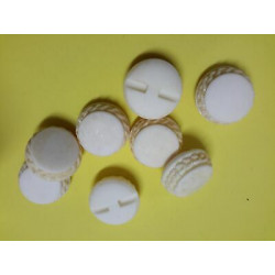 n 10 Bottoni rotondi plastica bianco latte mm 26 foro dietro 
