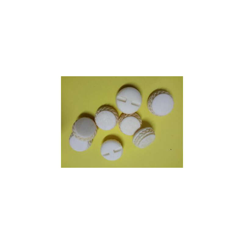 n 10 Bottoni rotondi plastica bianco latte mm 26 foro dietro 
