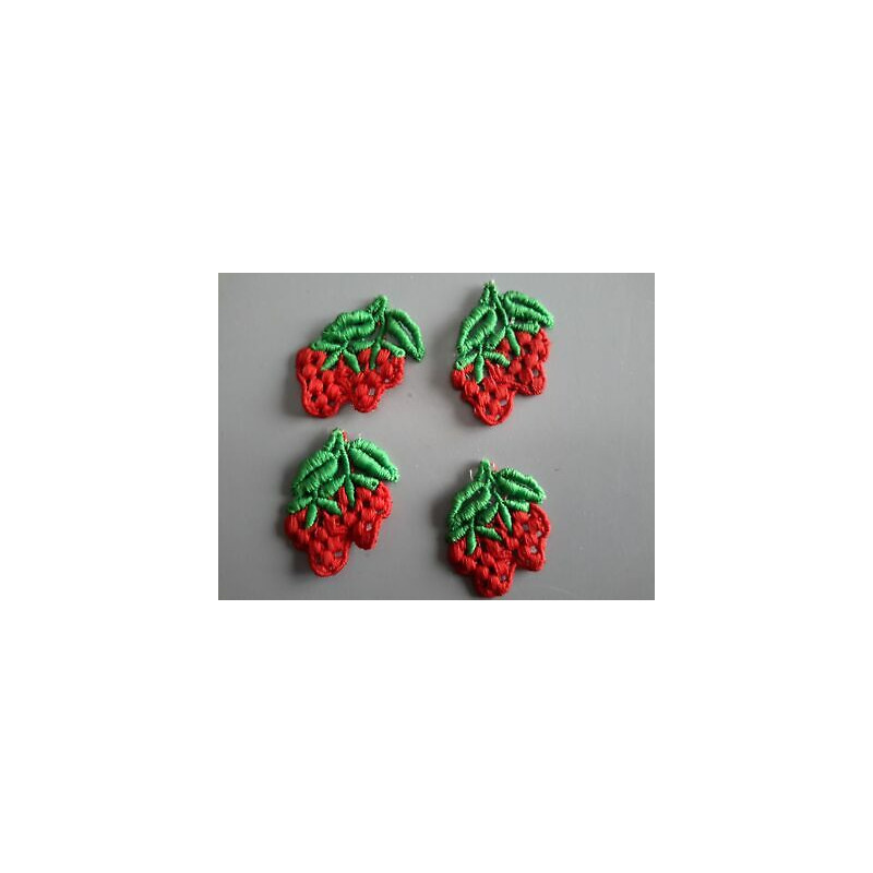 N 5 applicazioni tessuto da cucire a forma di fragola colore rosso cm 4x3 