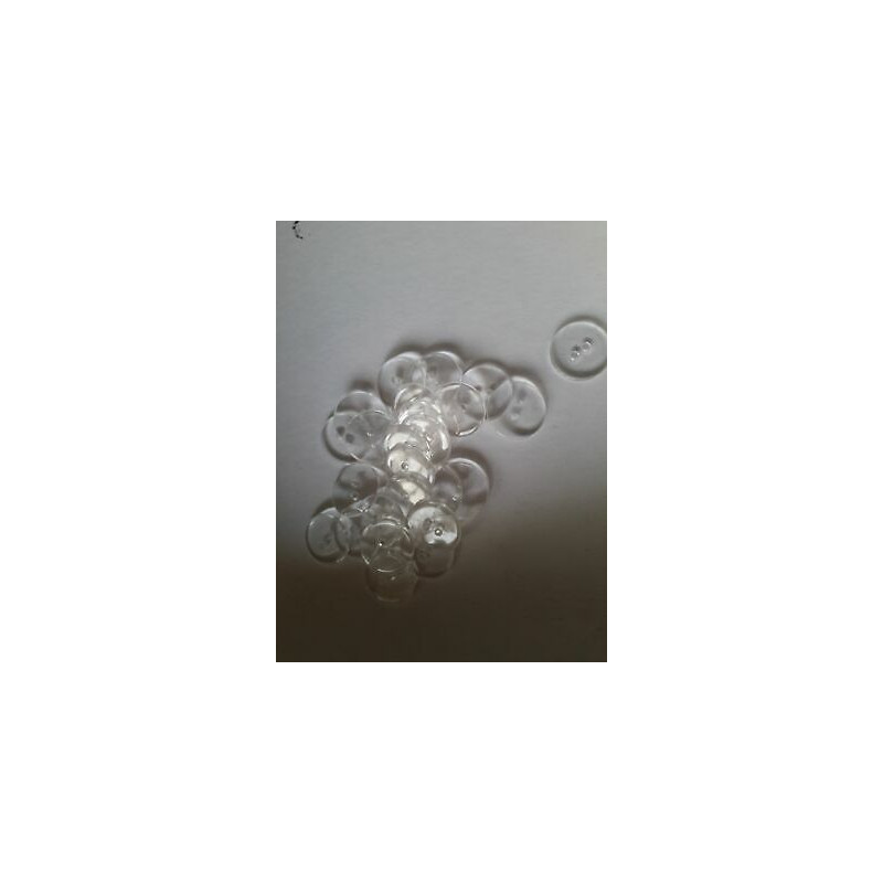 n 60 Bottoni rotondi in plastica trasparente cm 2,2 a 2 fori