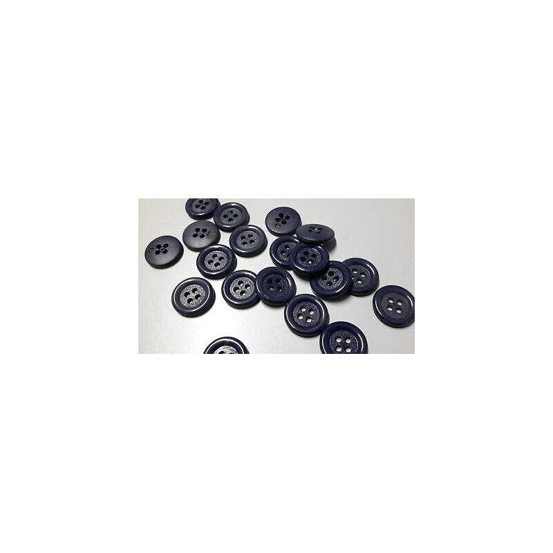 N. 10 Bottoni rotondi in plastica colore blu 4 fori mm 22 circa