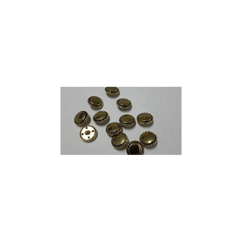 n 10 bottoni rotondi in metallo colore oro e cm 2,20 foro dietro
