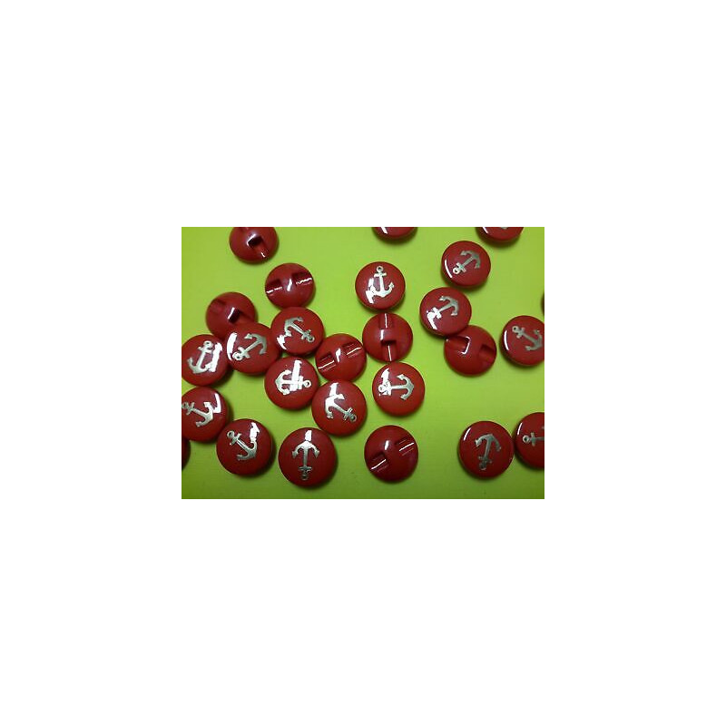 n 10 Bottoni bottoncini rotondi plastica rosso chiaro mm 14 foro dietro 