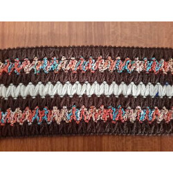Metri 1 di Passamaneria tessuto lana fantasia righe colore marrone cm. 6,5