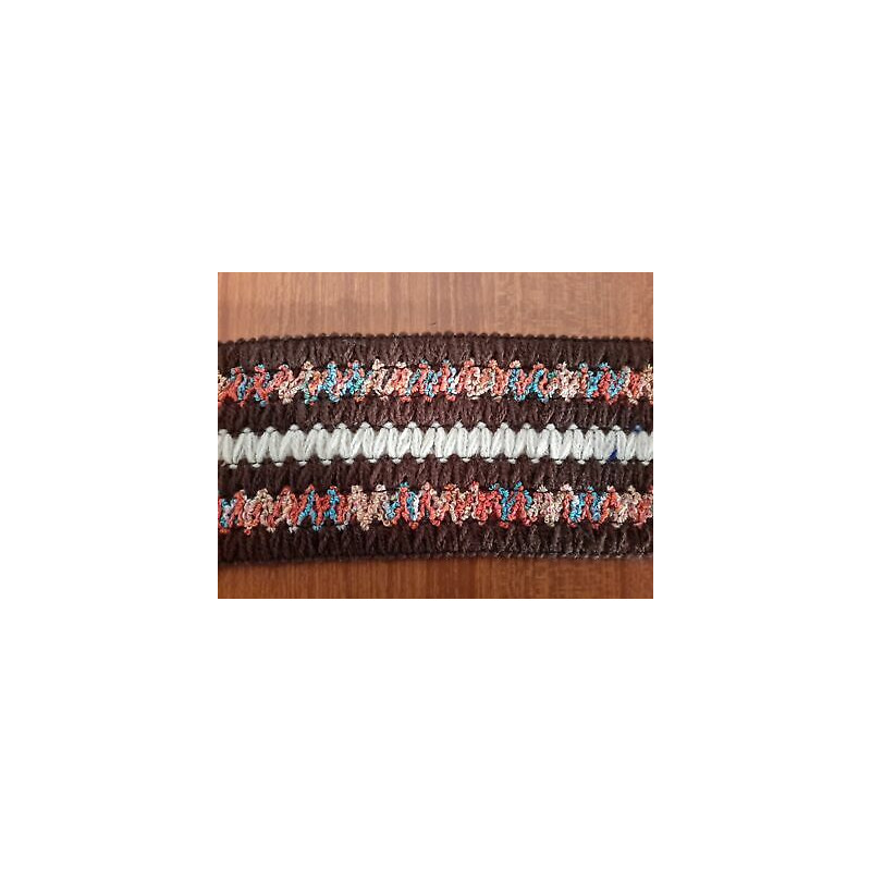 Metri 1 di Passamaneria tessuto lana fantasia righe colore marrone cm. 6,5