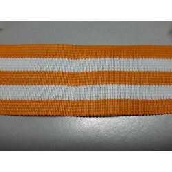 Metri 5 di Passamaneria in TESSUTO a righe bianco e arancio alta cm 3,3