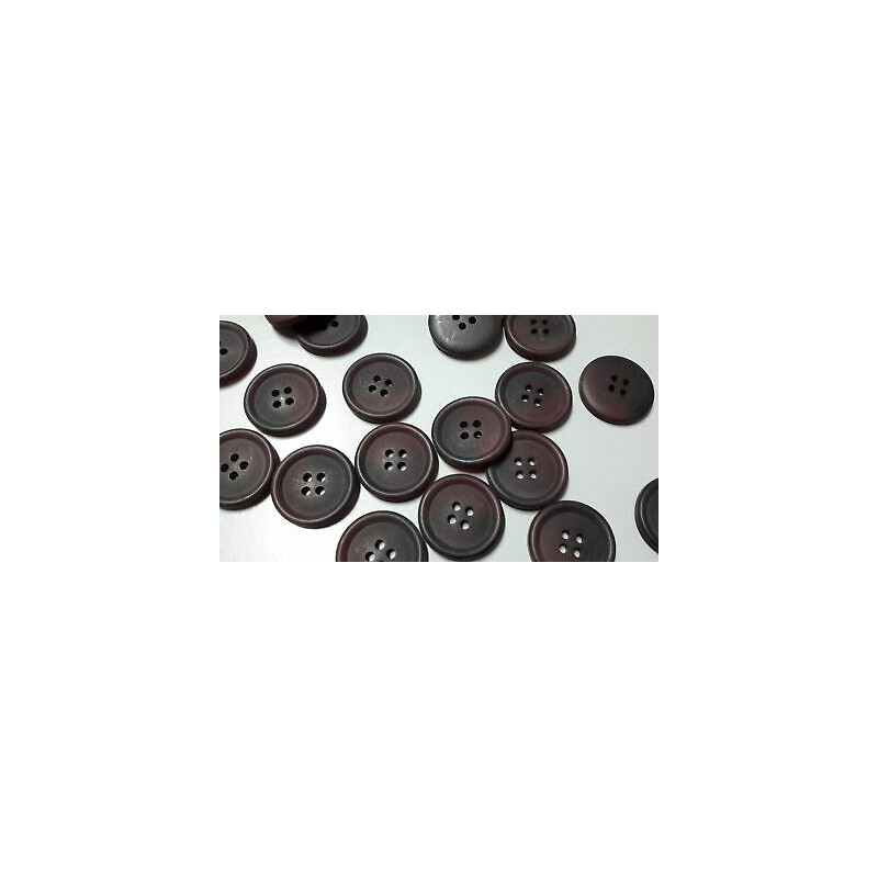 N. 10 Bottoni rotondi in plastica colore bordeaux opaco 4 fori mm 23 circa