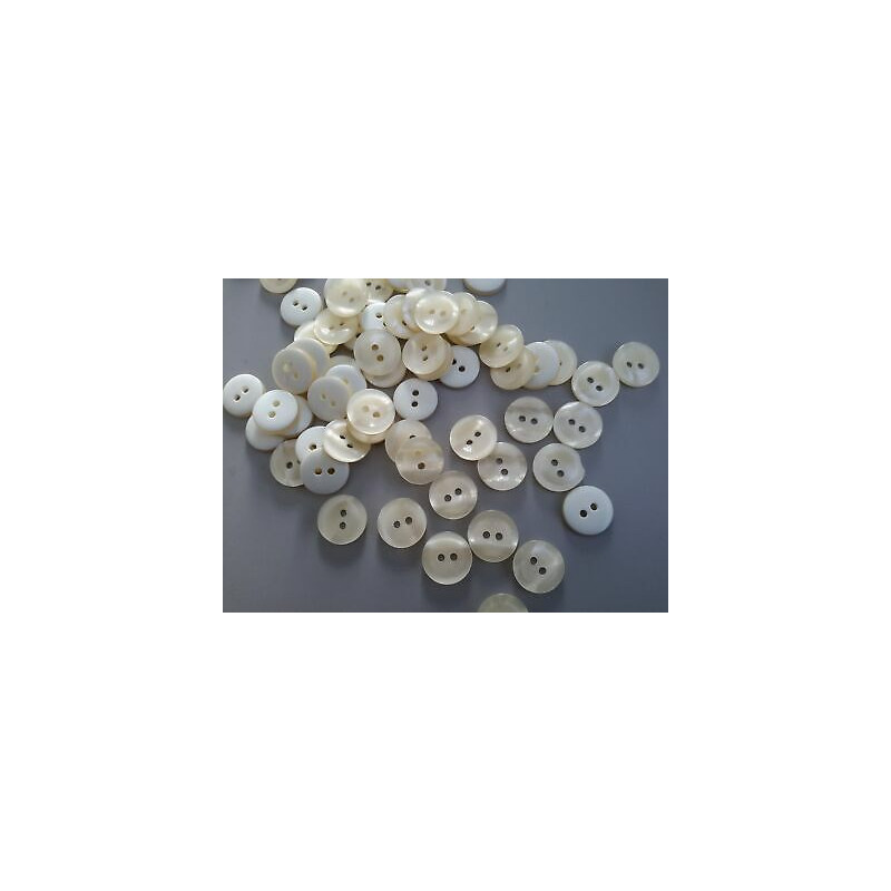 n 60 Bottoni rotondi plastica panna cm 1,7 2 fori effetto madre perla