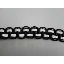 Metri 5 di Passamaneria in cotone lavorato nero e bianco alta mm 20