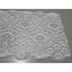 Metri 5 Passamaneria pizzo merletto bianco e lamè argento alta cm 15 circa