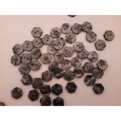 n 60 Bottoni esagonali plastica grigio cm 1,4 a 2 fori