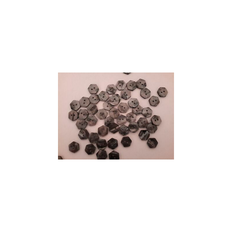 n 60 Bottoni esagonali plastica grigio cm 1,4 a 2 fori