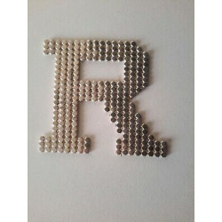 n. 1 Applicazione decoro lettera R in strass da cucire colore argento cm 5