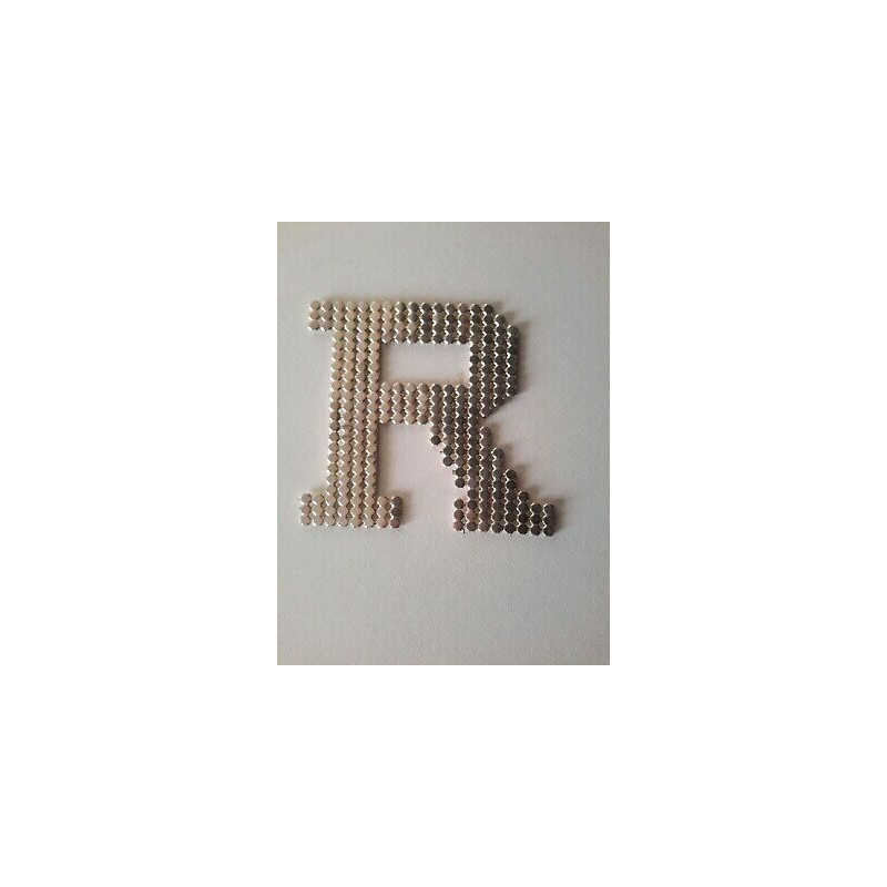 n. 1 Applicazione decoro lettera R in strass da cucire colore argento cm 5