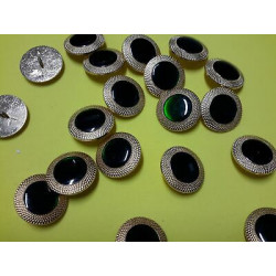 n 10 Bottoni rotondi metallo colore oro e verde cm 2,5 foro dietro 
