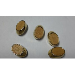 n 5 bottoni ovali in metallo colore oro e beige  cm 2x1,3 foro dietro