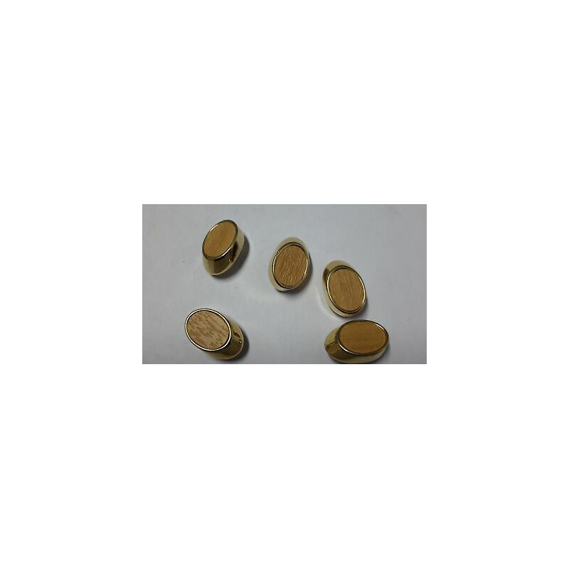 n 5 bottoni ovali in metallo colore oro e beige  cm 2x1,3 foro dietro