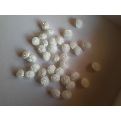 n 10  Bottoni rotondi incrociati plastica colore bianco cm 1,3 foro dietro