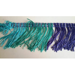 Mt 1 Passamaneria a frange alta cm 7 frangia colore verde azzurro viola